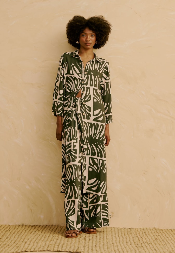 Calça Amarração Estampada Totora