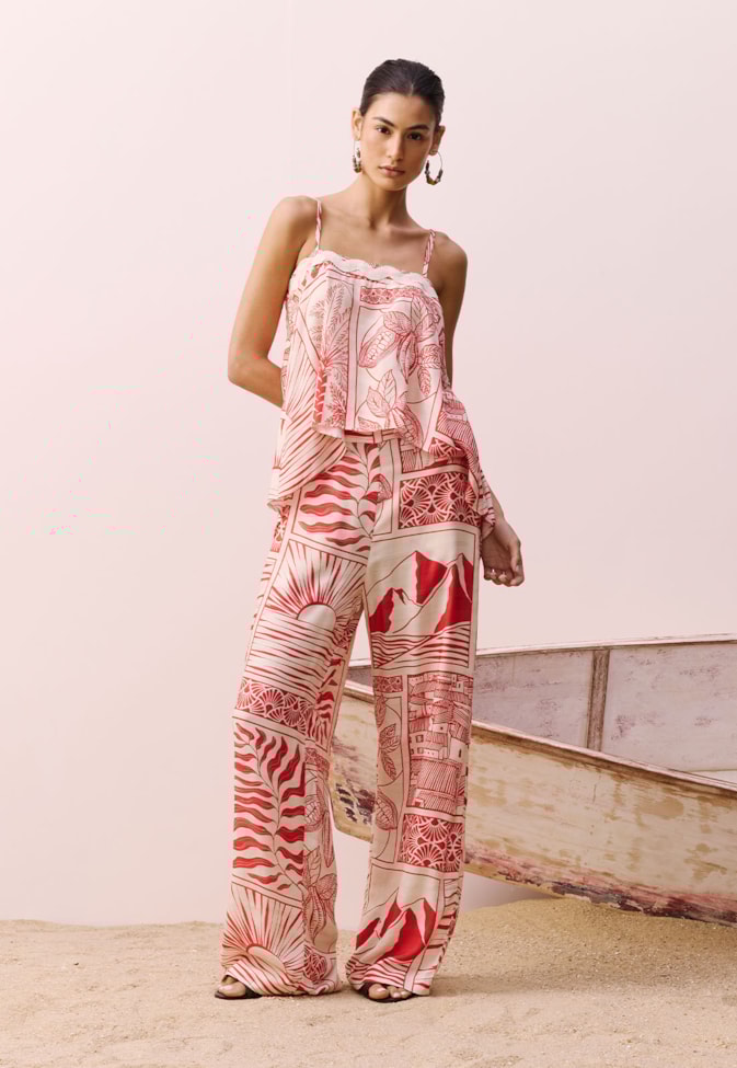 Calça Ampla Estampada Santarém