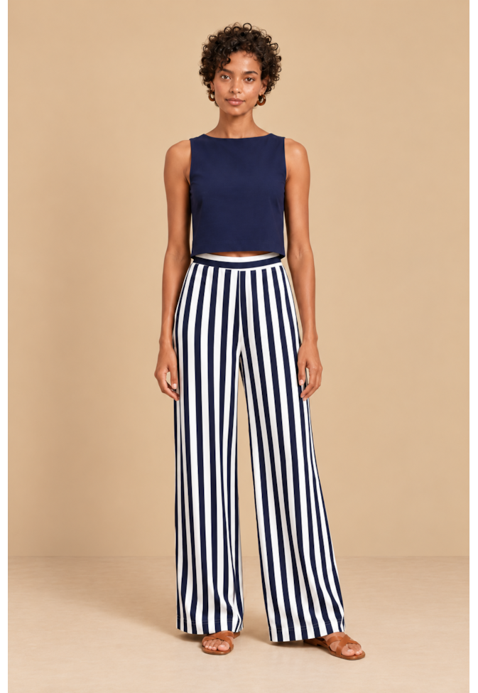 Calça Ampla Listras