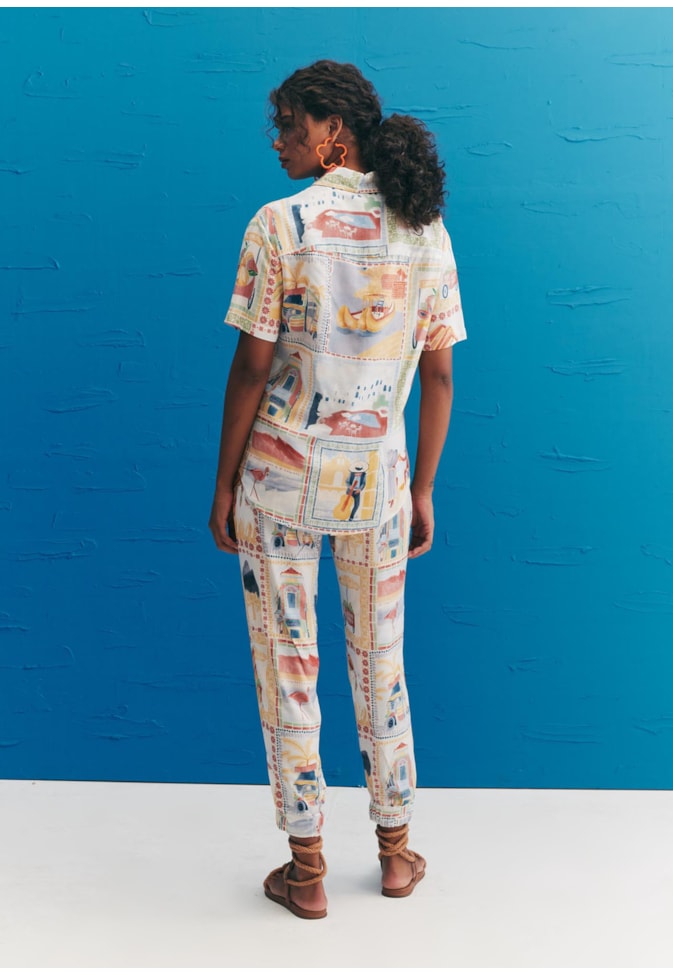 Calça Boxer Cós Médio Estampada Buena Vista