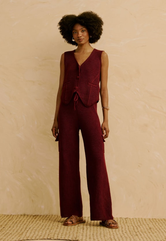 Calça Cargo em Tricot Vista Frontal