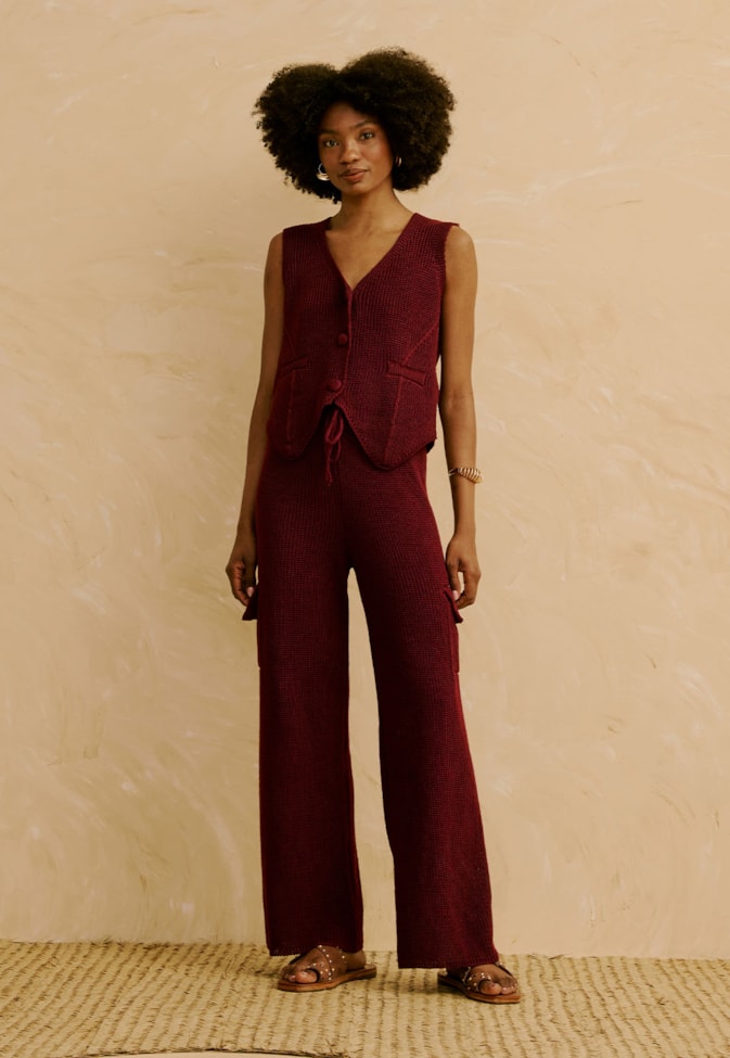 Calça Cargo em Tricot