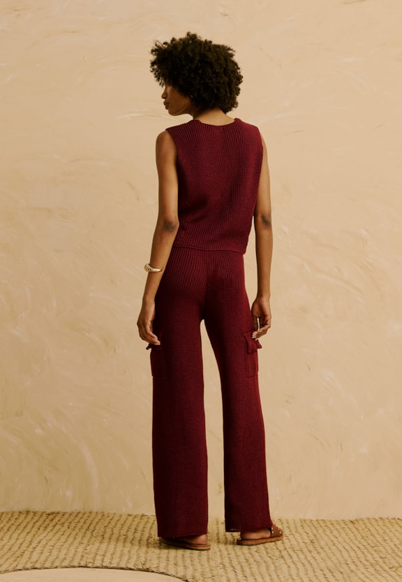 Calça Cargo em Tricot Vista Traseira