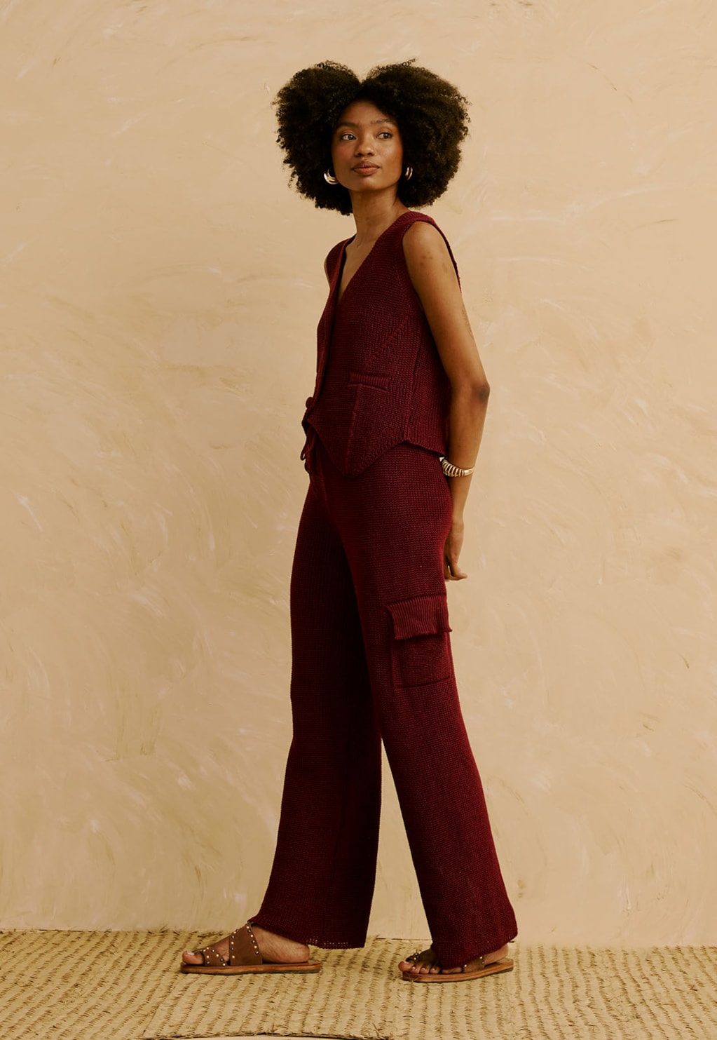 Calça Cargo em Tricot