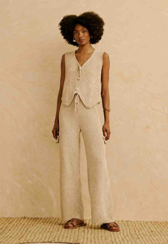 Calça Cargo em Tricot Vista Frontal