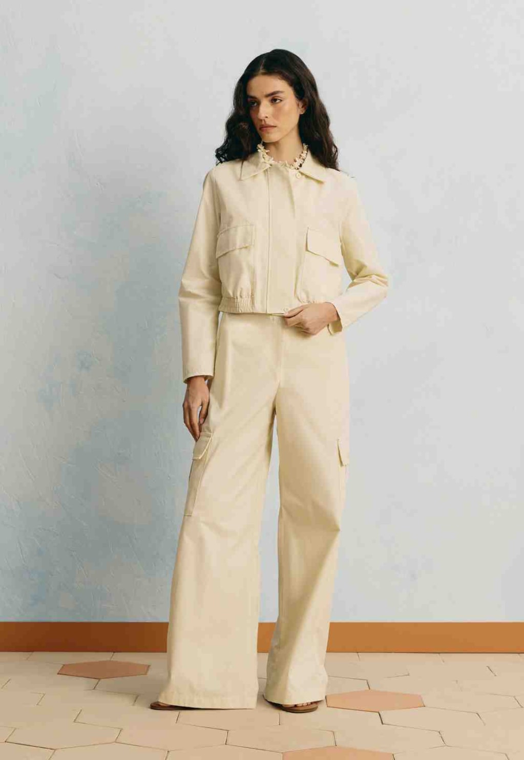 Calça Cargo Pantalona Lisa 