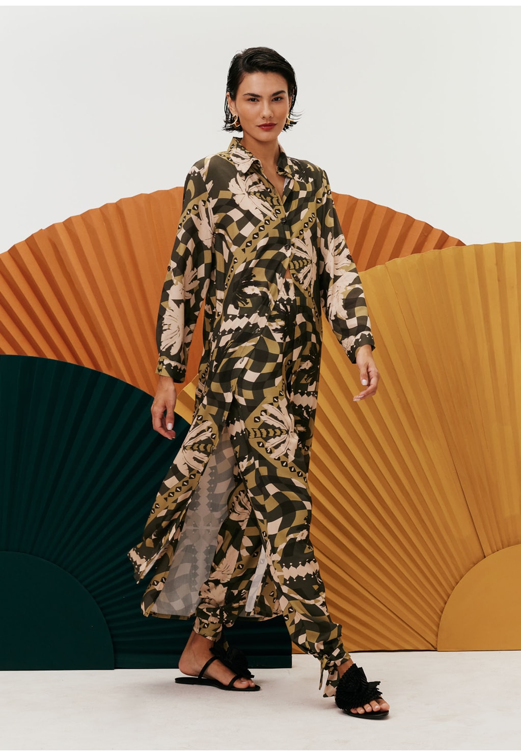 Calça Cenoura Amarração Estampada Chorinho