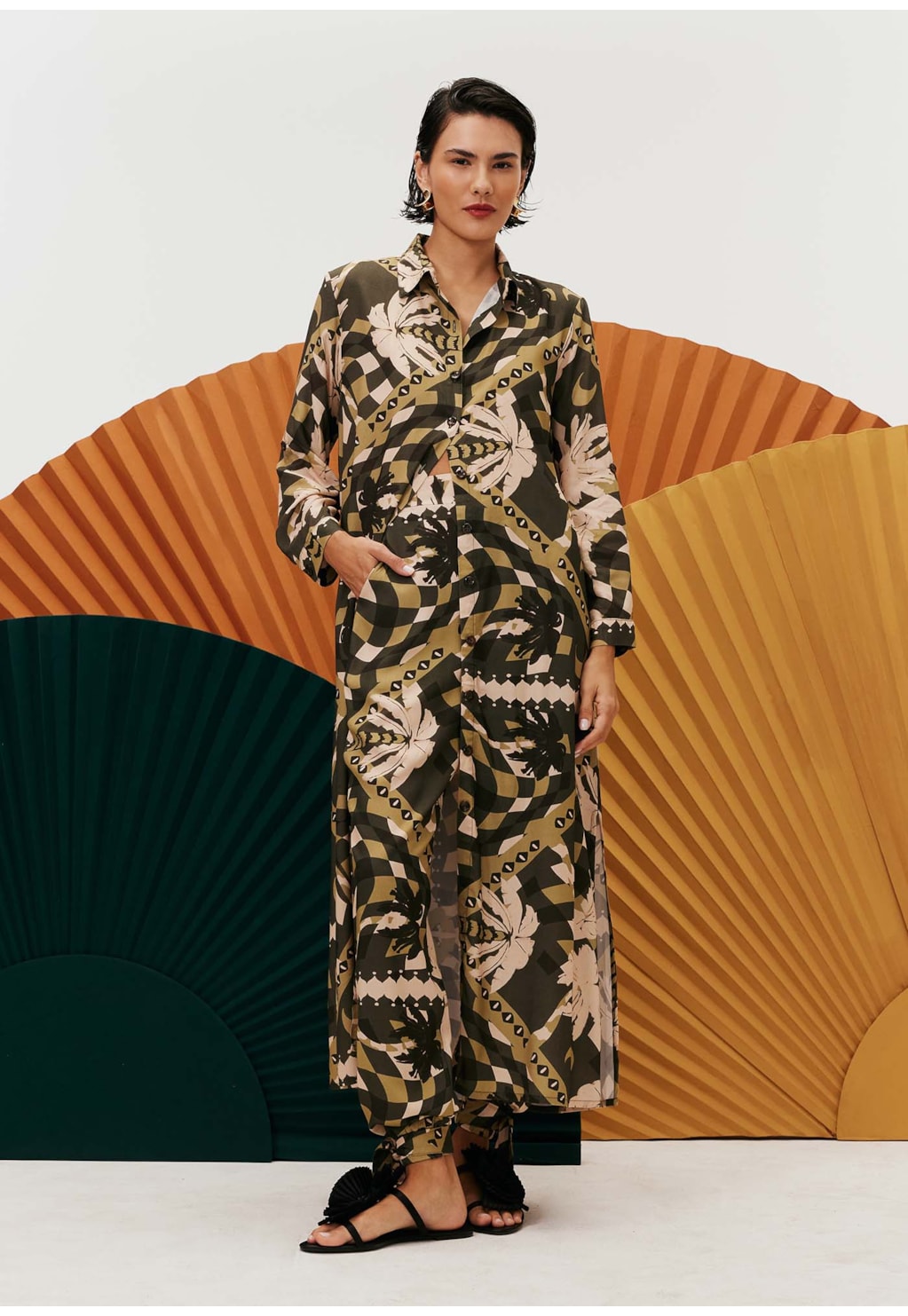 Calça Cenoura Amarração Estampada Chorinho