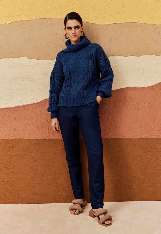 Calça Cenoura Bainha Dobrada