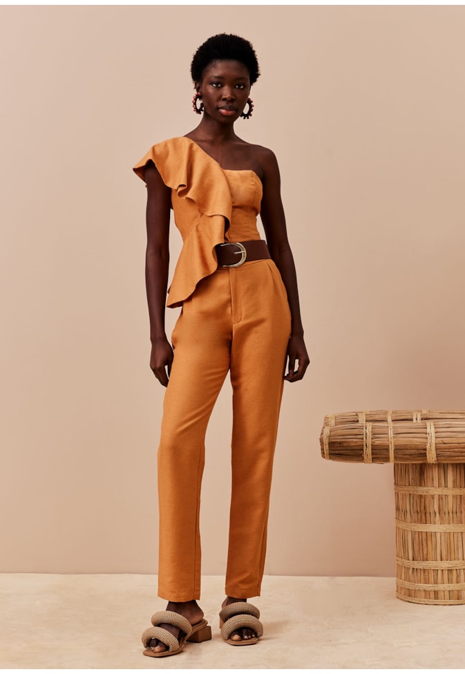 Calça Cenoura Bainha Dobrada