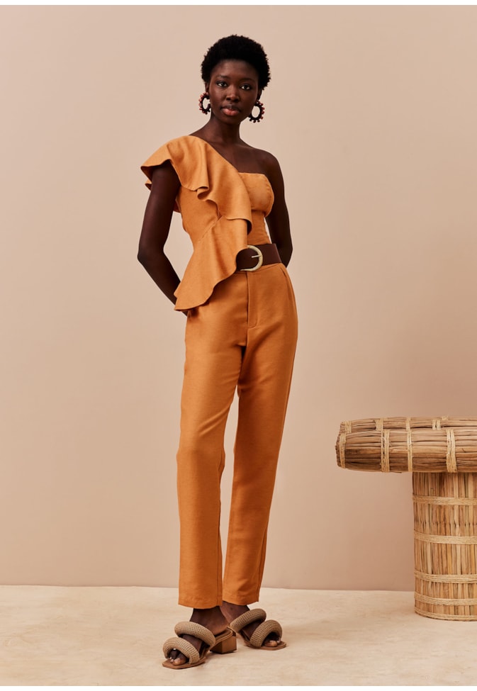 Calça Cenoura Bainha Dobrada