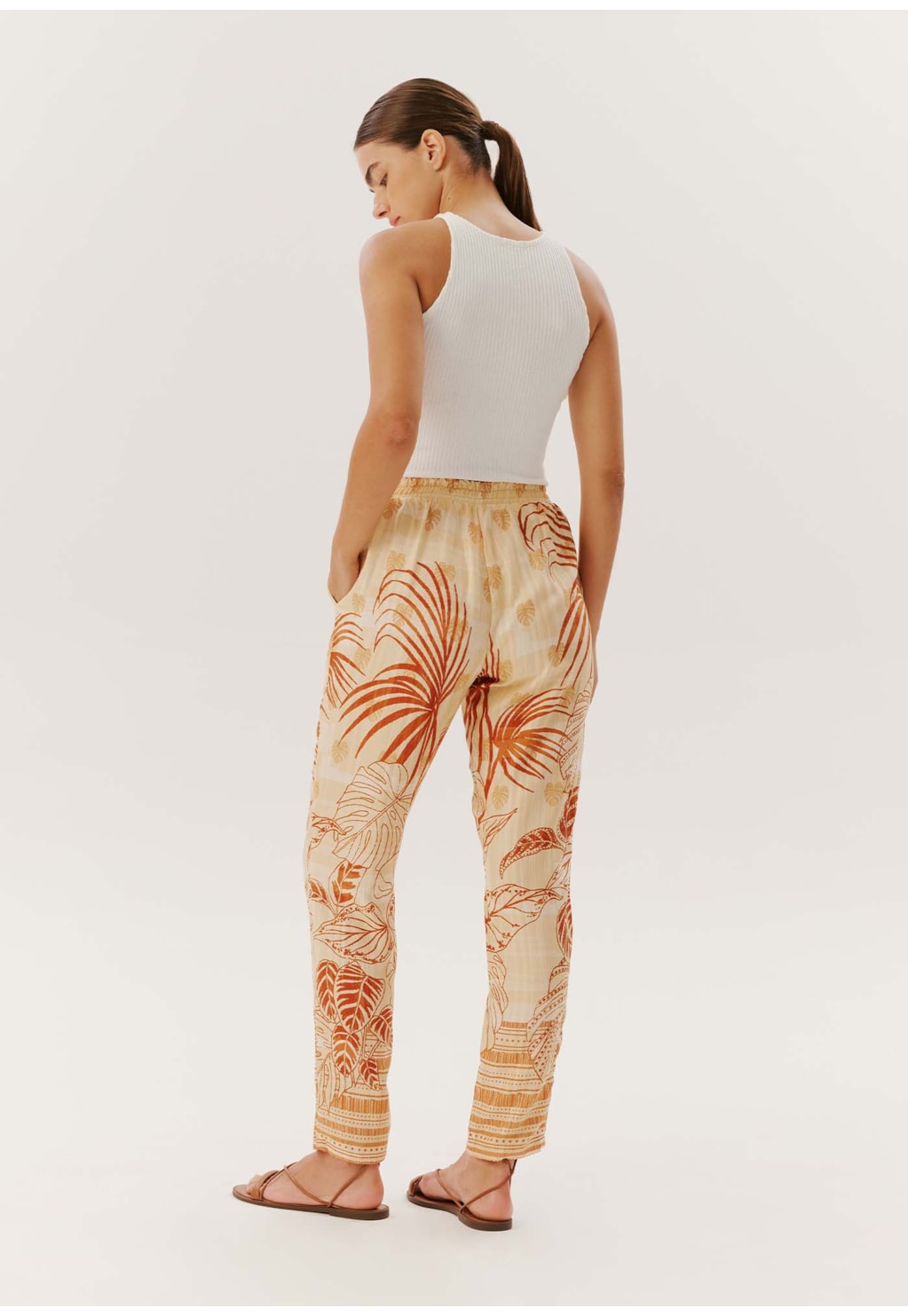 Calça Cenoura com Elástico Estampada La Serena