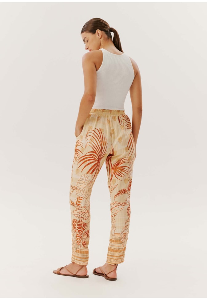 Calça Cenoura com Elástico Estampada La Serena