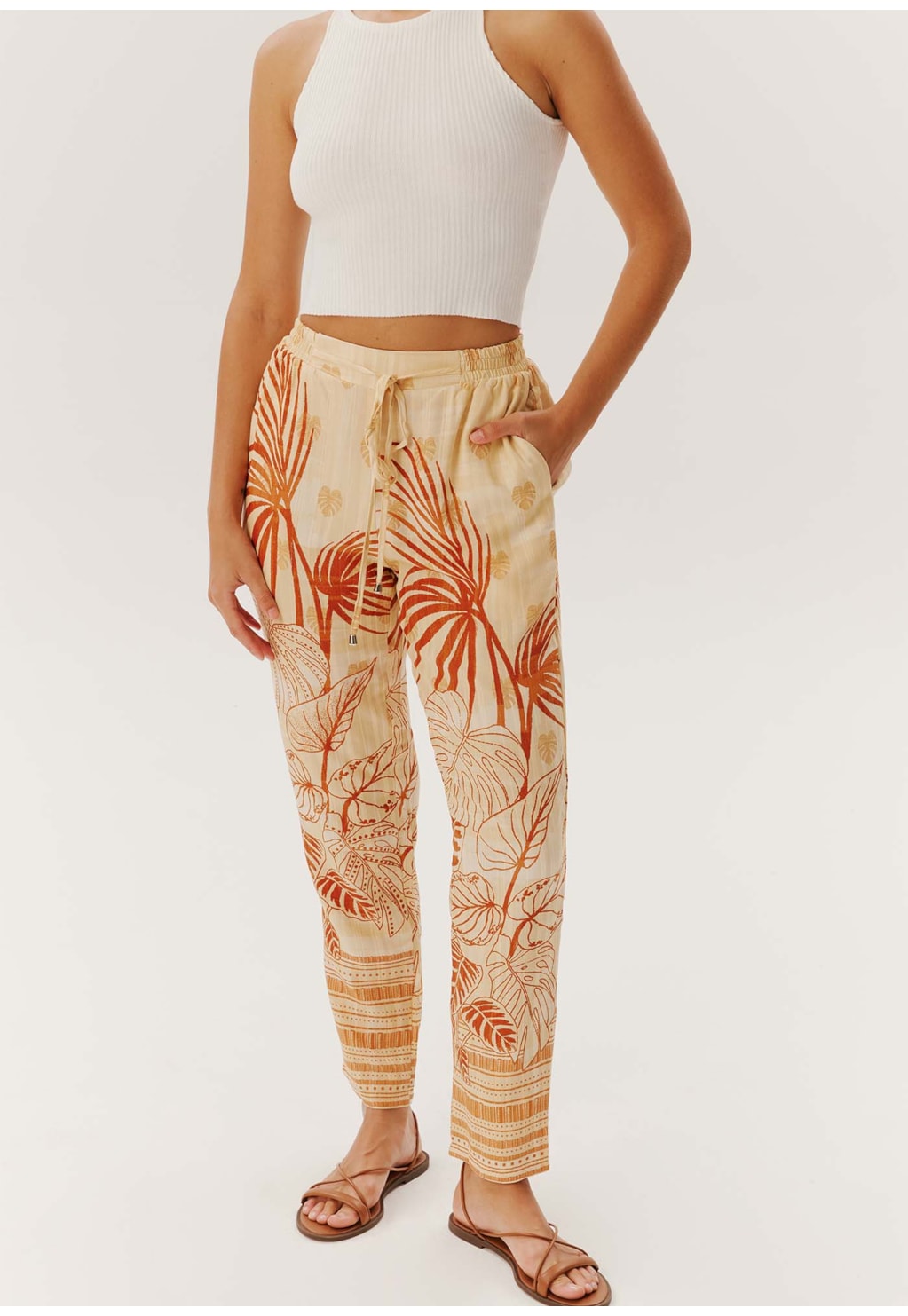 Calça Cenoura com Elástico Estampada La Serena