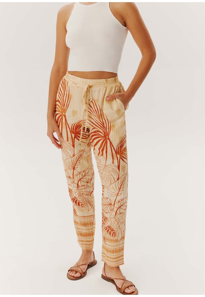 Calça Cenoura com Elástico Estampada La Serena