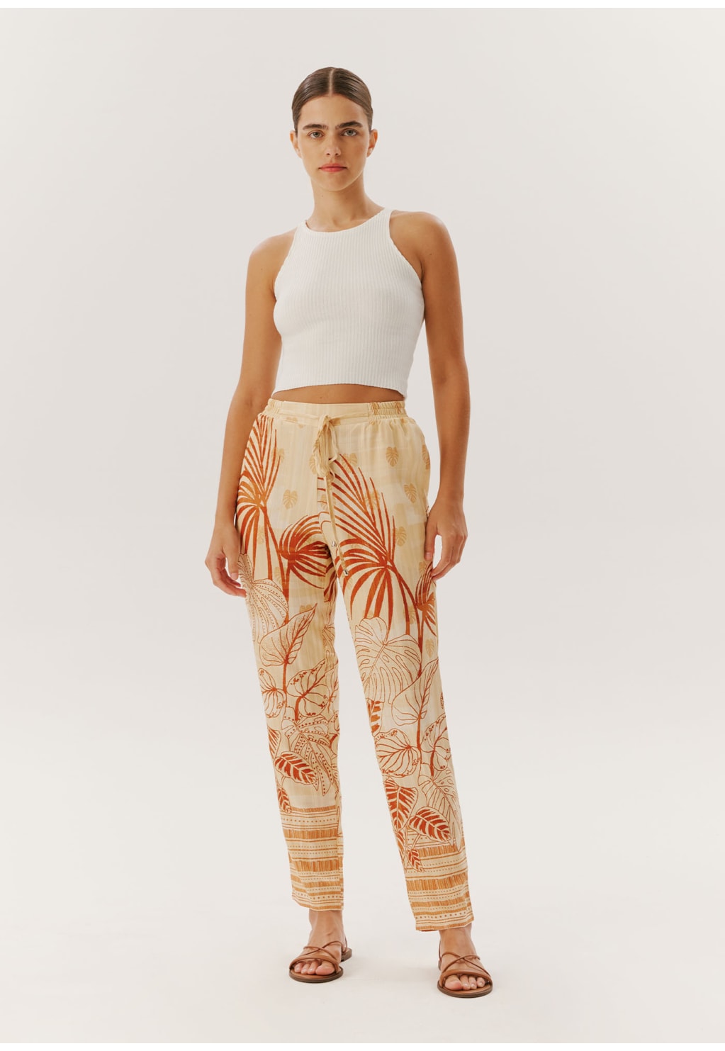 Calça Cenoura com Elástico Estampada La Serena