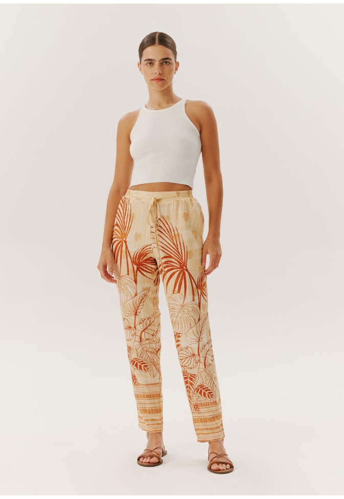 Calça Cenoura com Elástico Estampada La Serena
