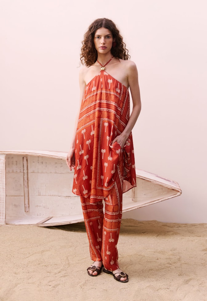 Calça Cenoura Estampada Tauari