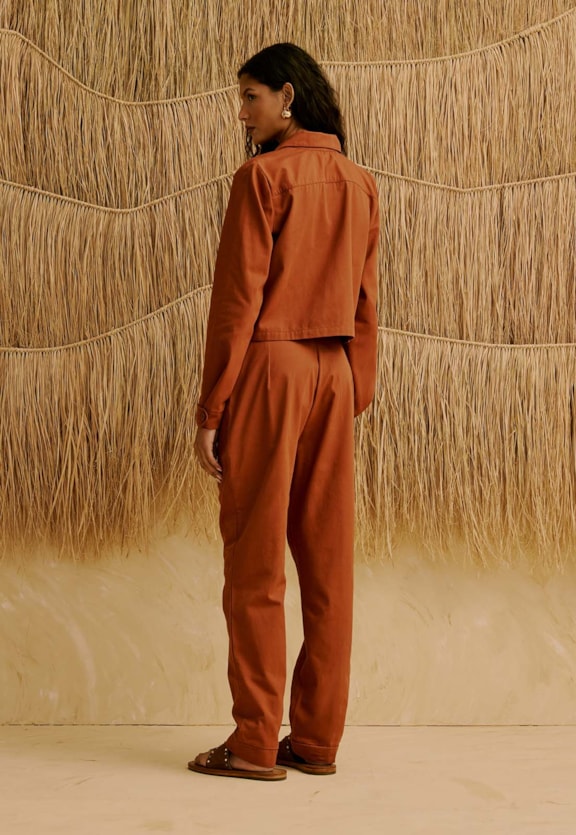 Calça Cenoura Lisa Vista Traseira