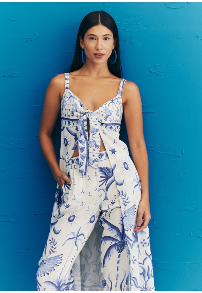 Calça Cenoura Social Estampada Noronha