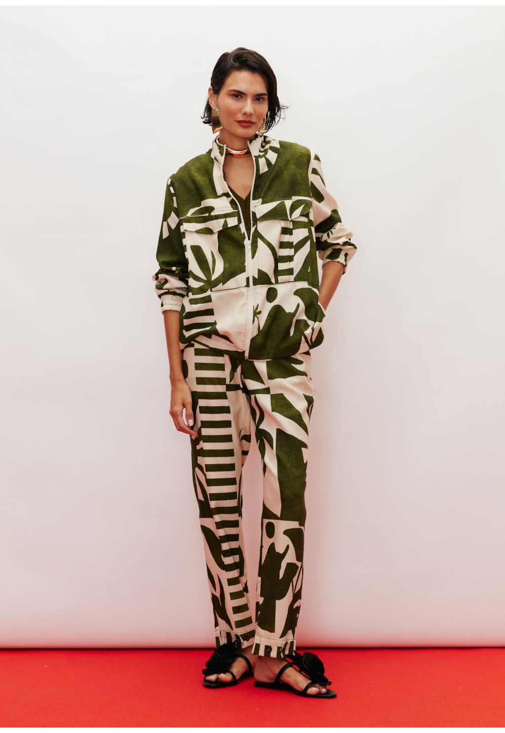 Calça Cintura Média Estampada Bossa Nova