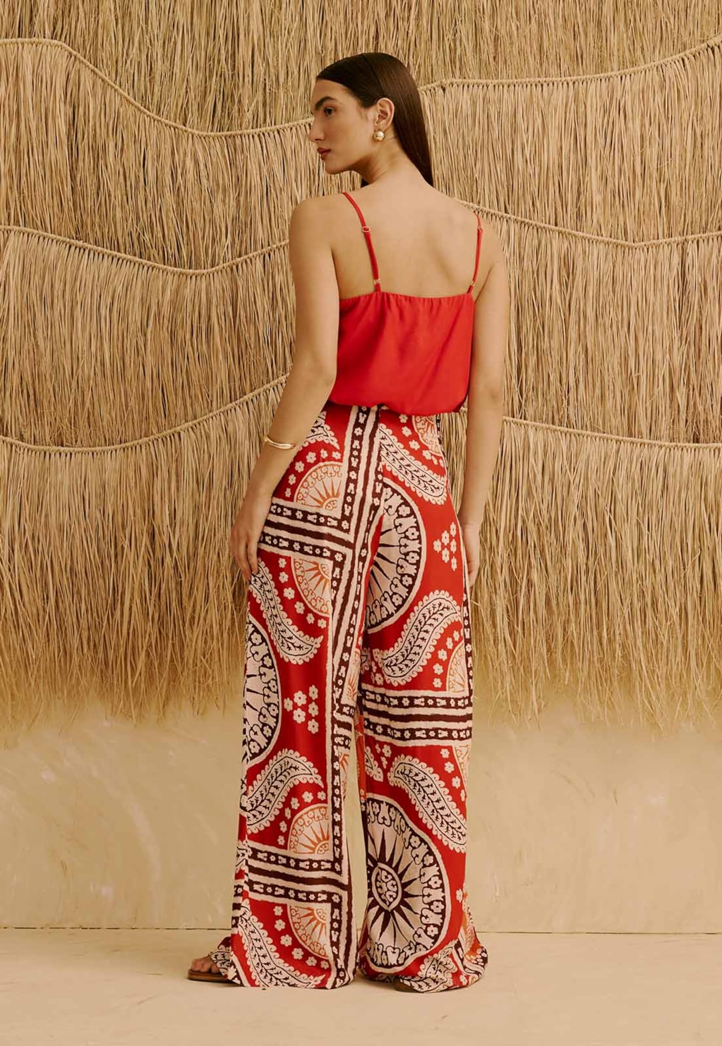 Calça Com Faixa Estampada Incaica