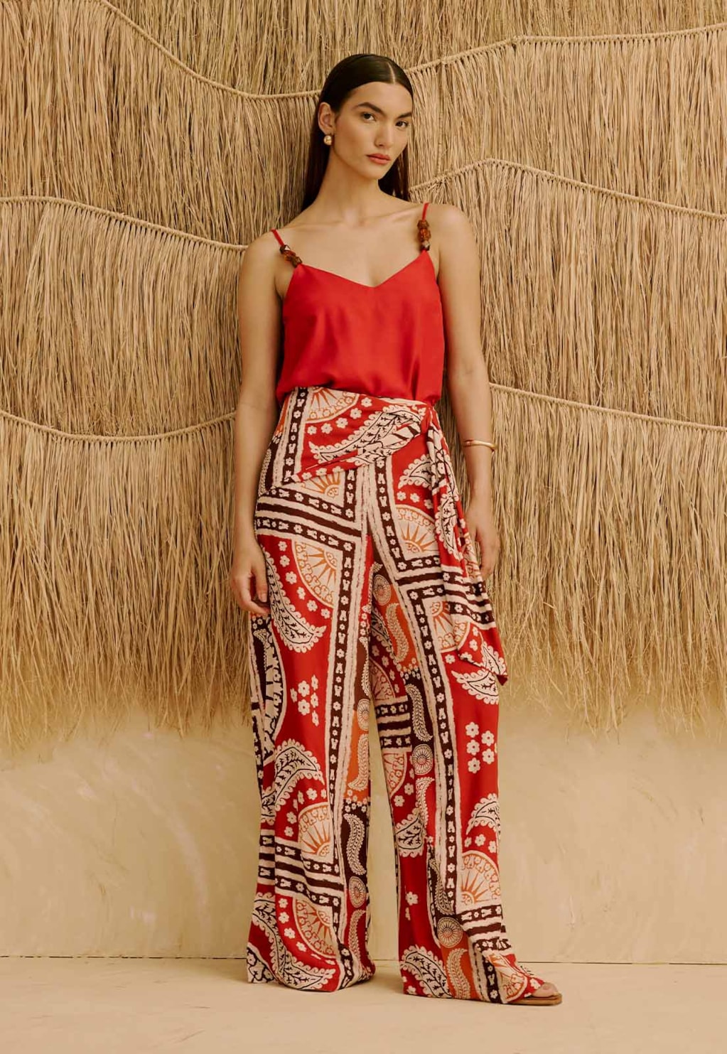 Calça Com Faixa Estampada Incaica