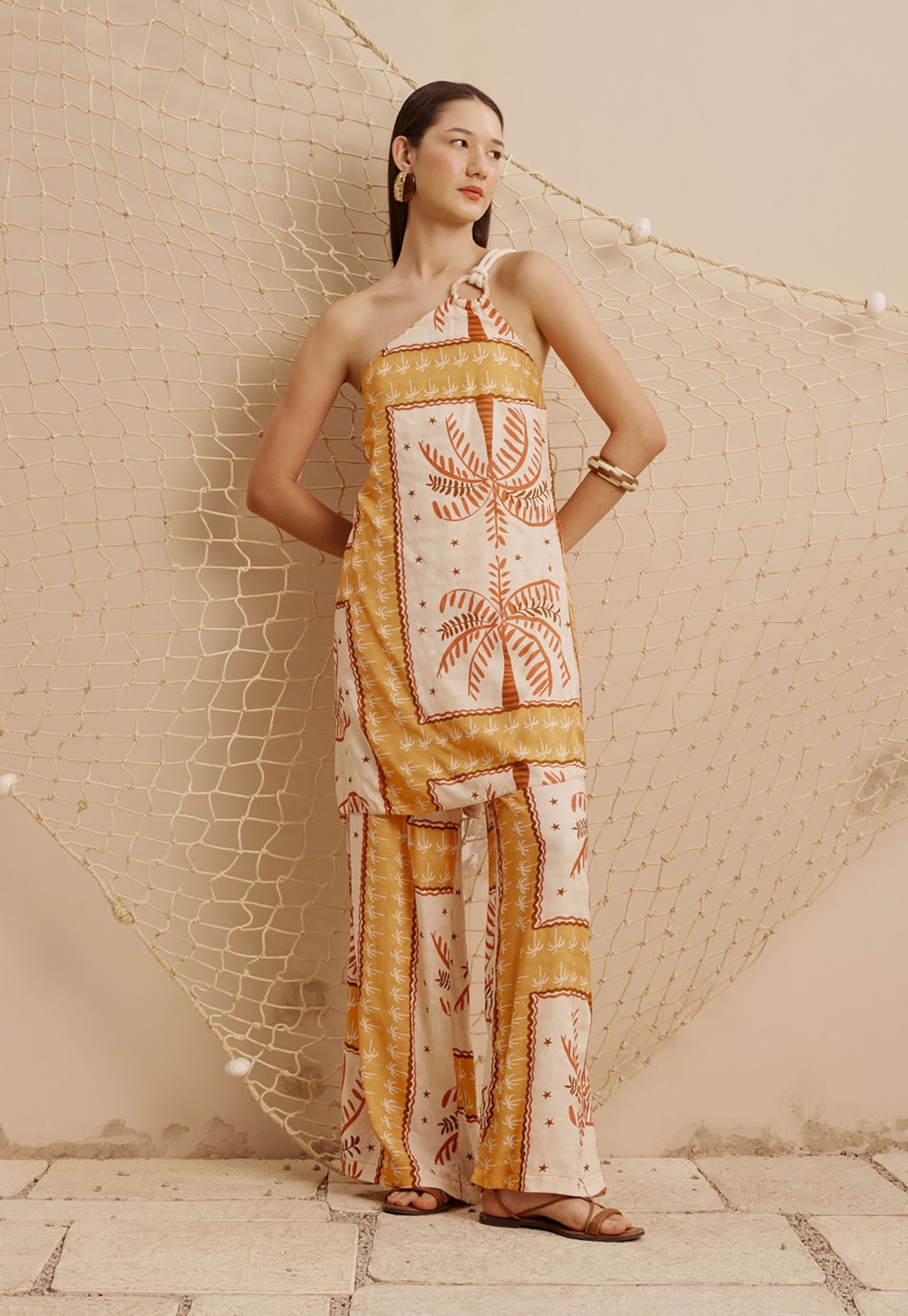 Calça Cós com Elástico Estampada Copaiba