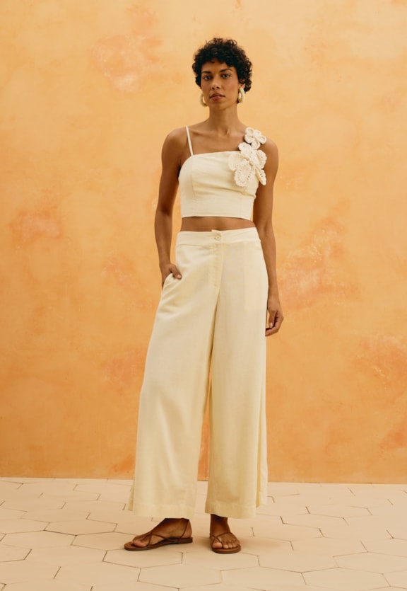 Calça Cropped Lisa Vista Frontal