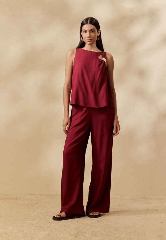 Calça Elástico Costas Lisa Vista Frontal