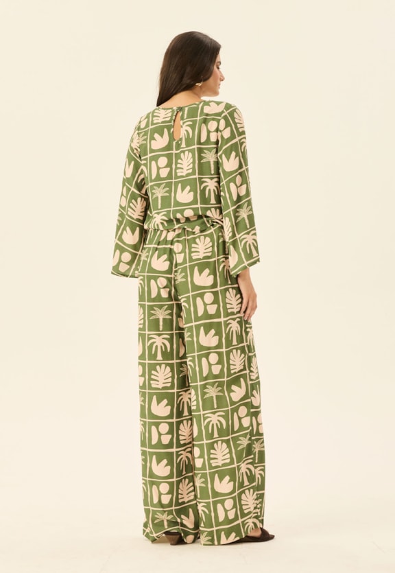 Calça Eslástico Cós Estampada Ybyra Vista Traseira