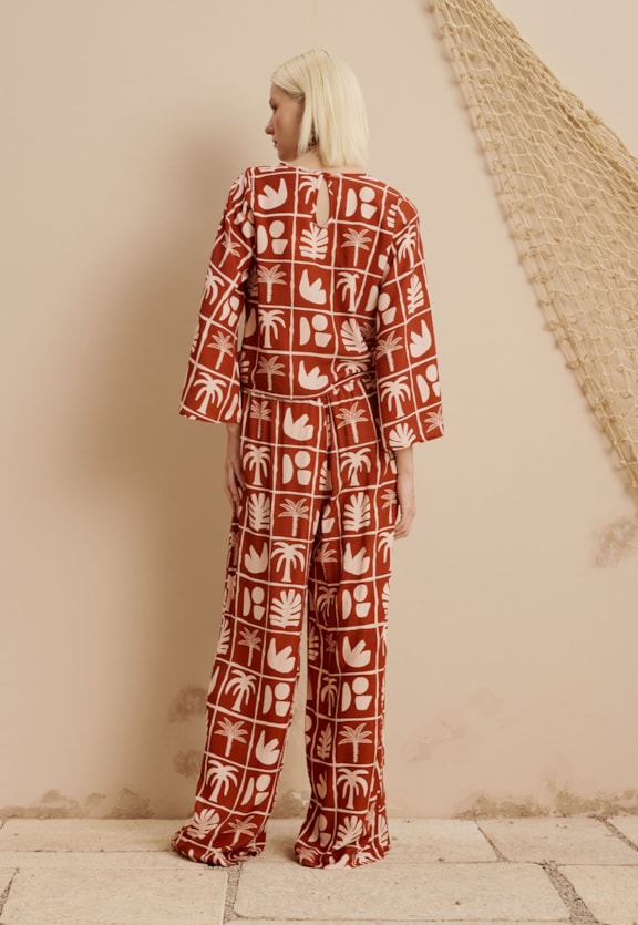 Calça Eslástico Cós Estampada Ybyra Vista Traseira