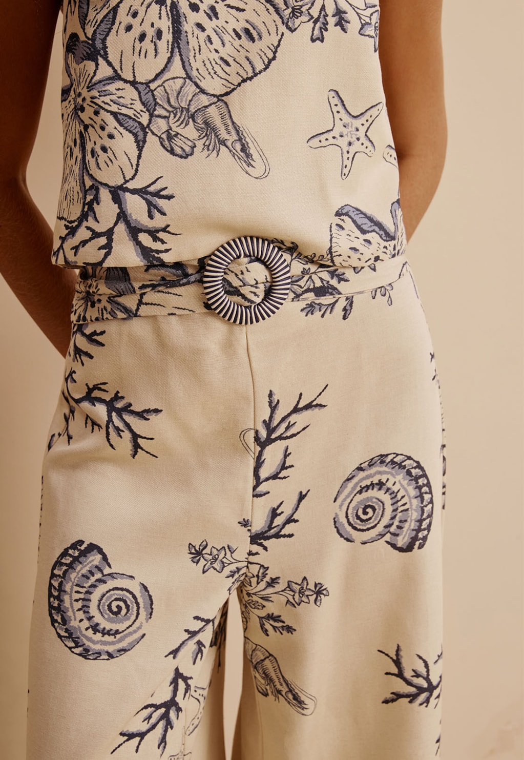 Calça Fivela Cadarço Estampada Murere