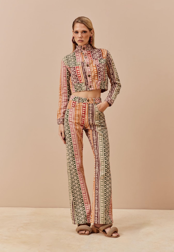 Calça Flare Estampada Huaso