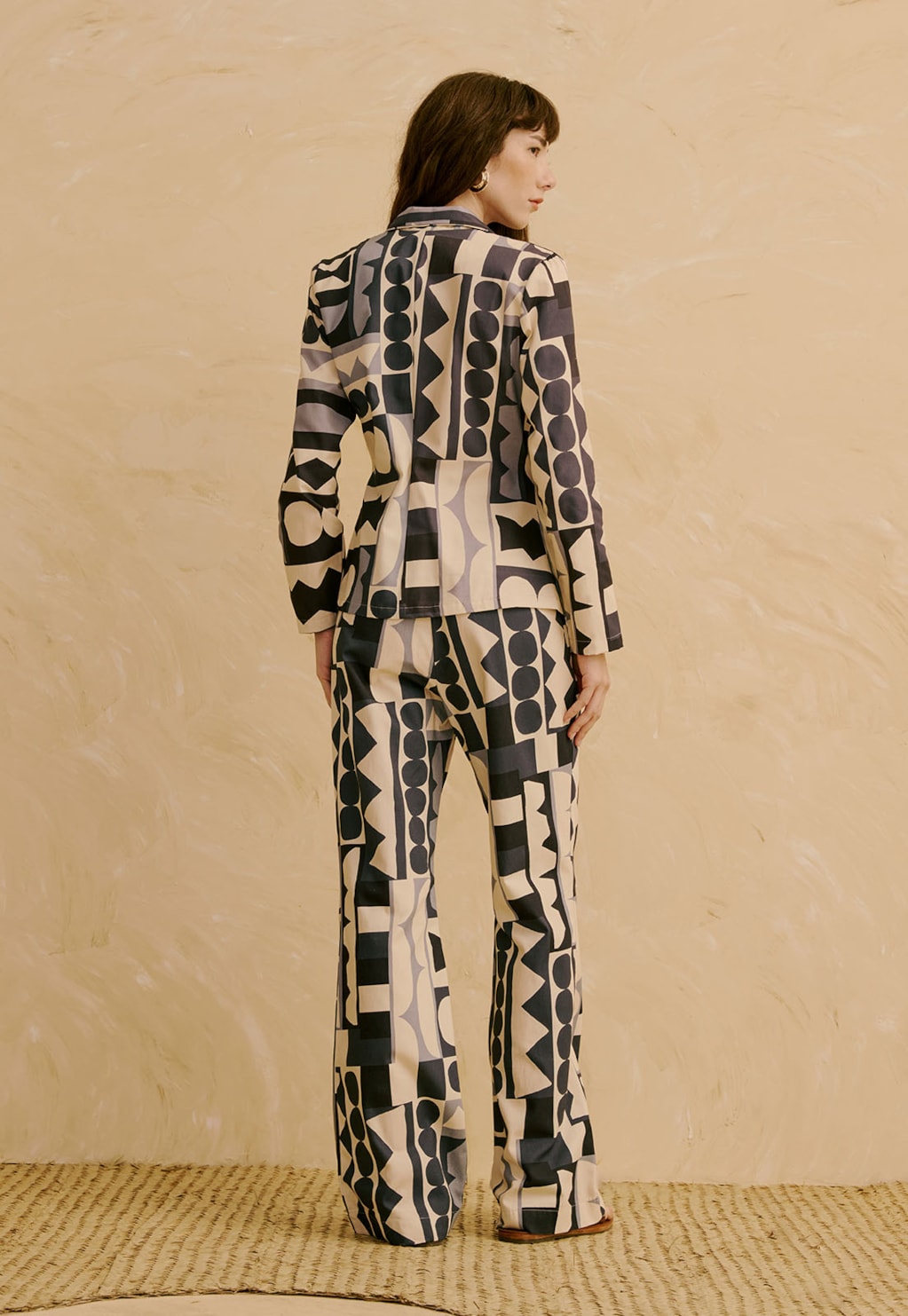 Calça Flare Estampada Quilt