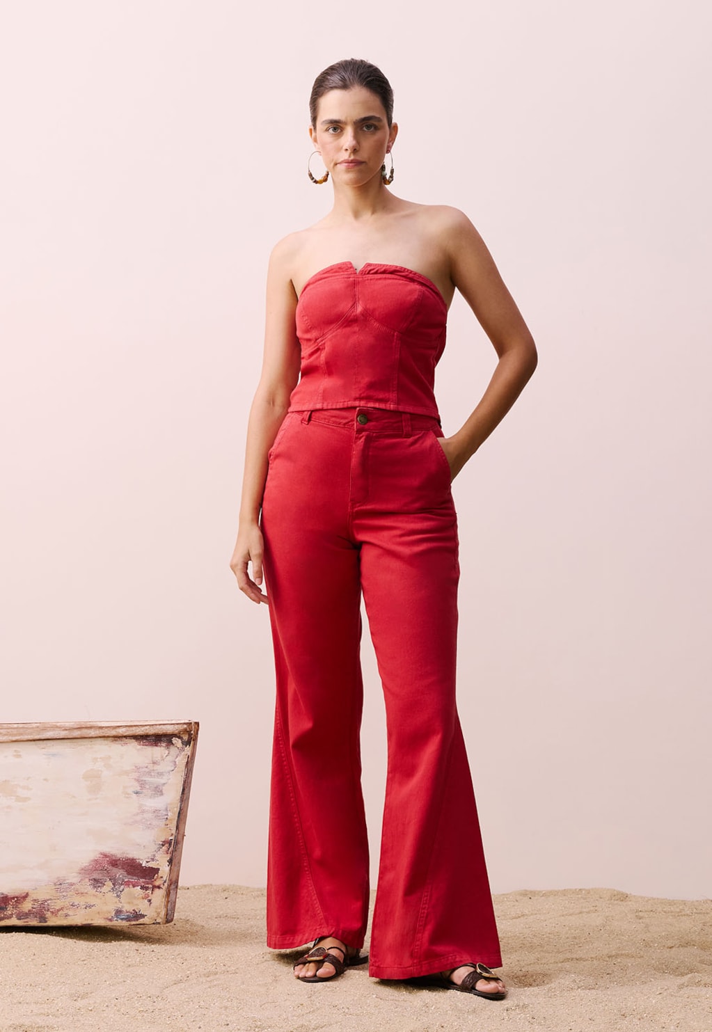 Calça Flare Sarja Lisa