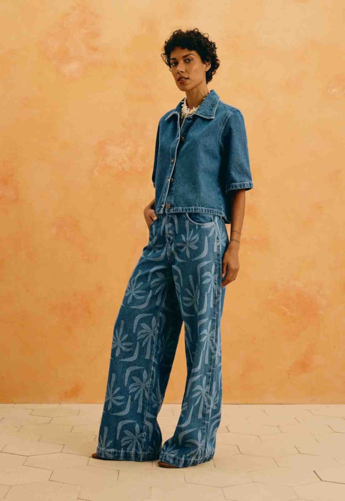 Calça Jeans Estampa Laser Coqueiro 