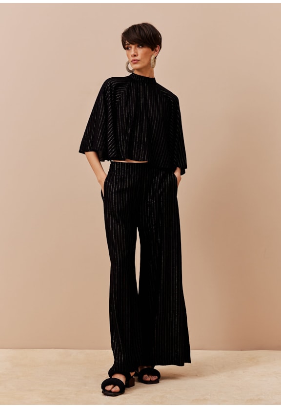Calça Pantalona Ampla Cós Vista Frontal