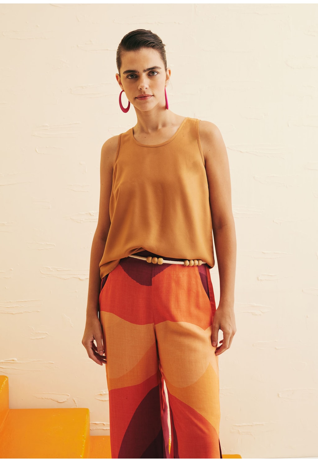 Calça Pantalona Bolso Estampada Las Coloradas