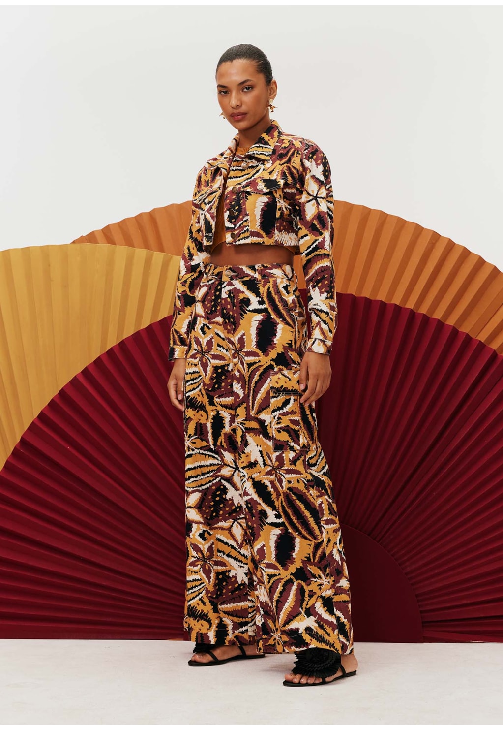 Calça Pantalona Cargo Estampa Lambada