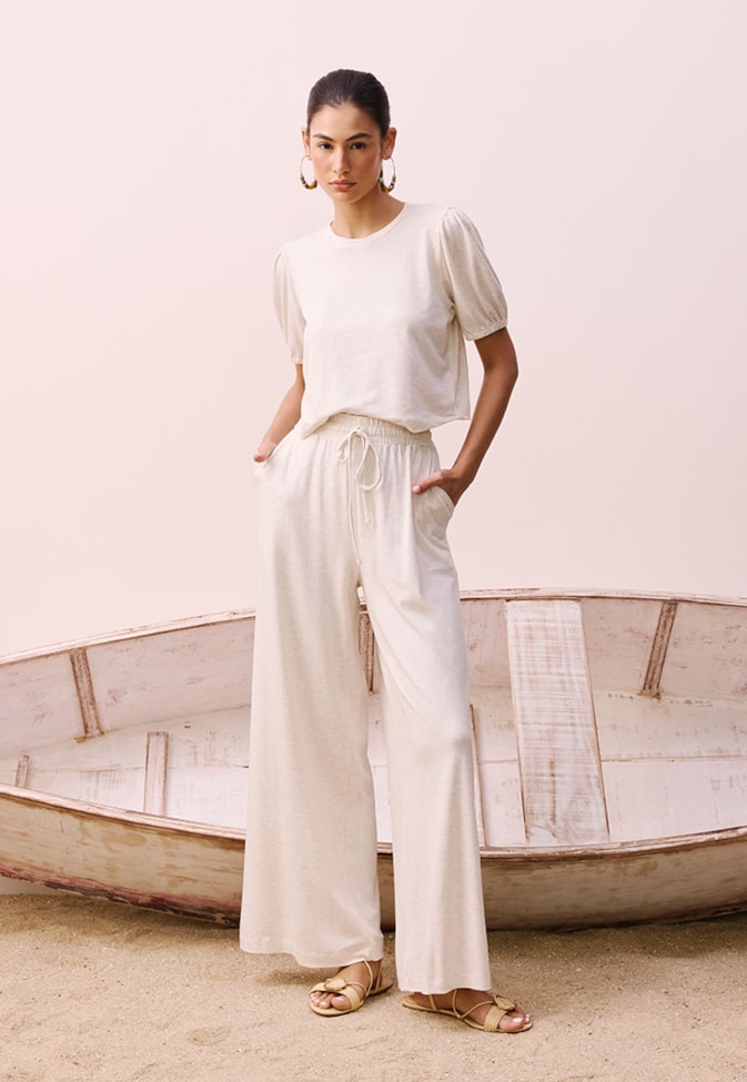 Calça Pantalona Cintura Alta