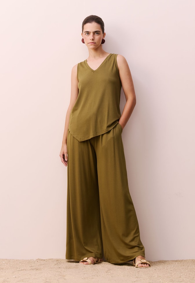 Calça Pantalona Cintura Alta