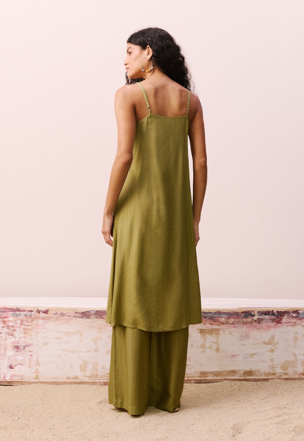 Calça Pantalona Cintura Alta Lurex