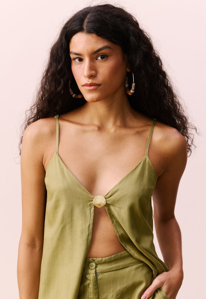 Calça Pantalona Cintura Alta Lurex