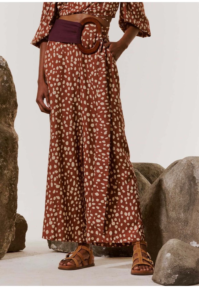 Calça Pantalona Clássica Estampada Pampa