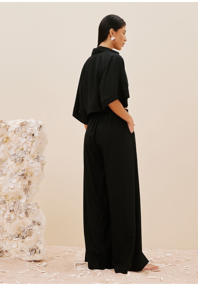 Calça Pantalona Com Elástico