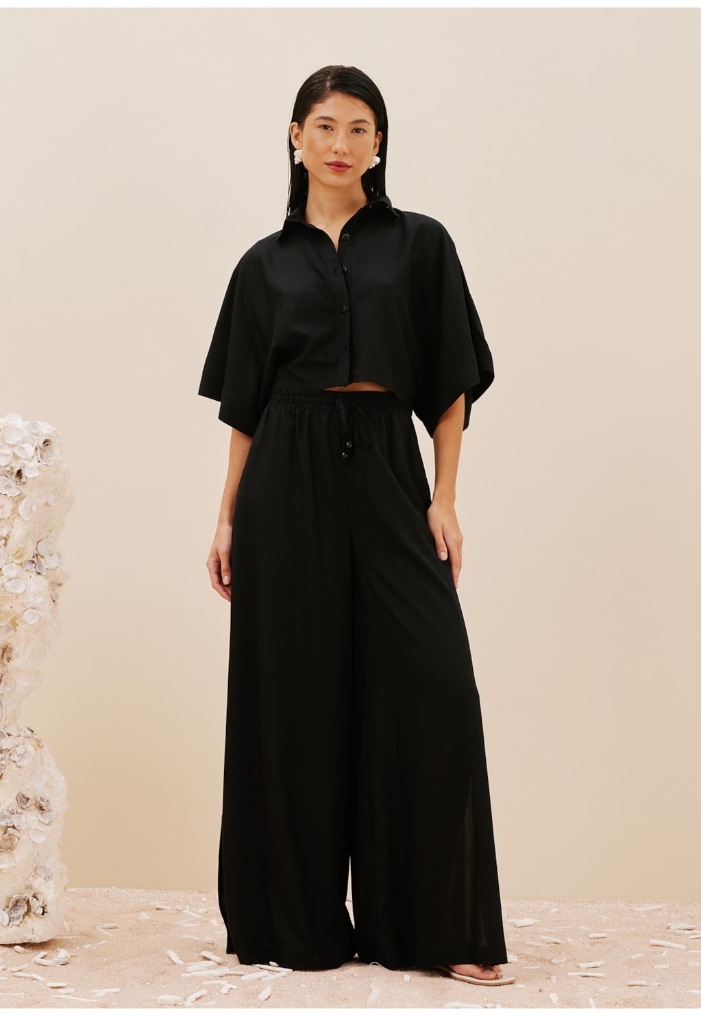 Calça Pantalona Com Elástico