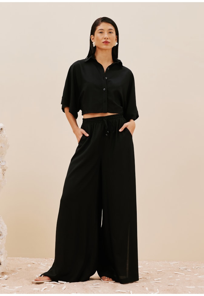 Calça Pantalona Com Elástico