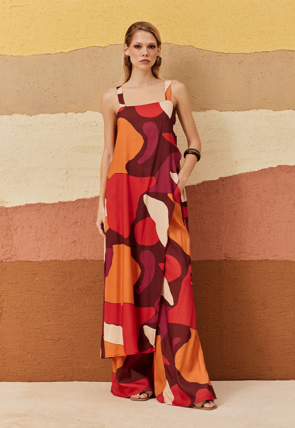 Calça Pantalona com Elástico Costas Estampada Ushuaia