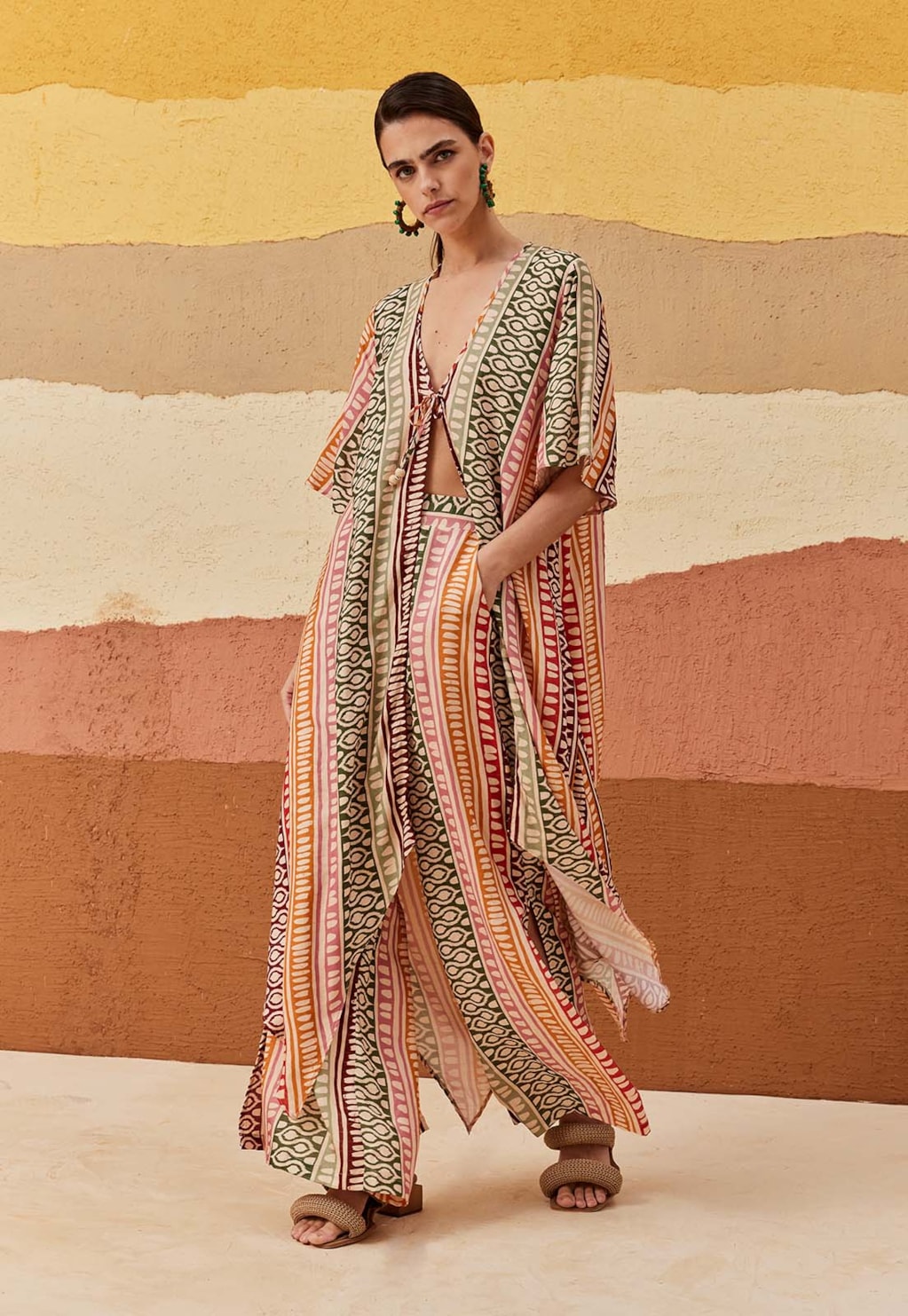 Calça Pantalona Com Elástico Estampada Huaso